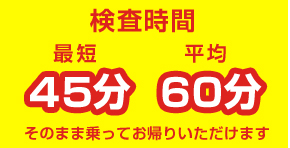 検査時間最短45分・平均60分